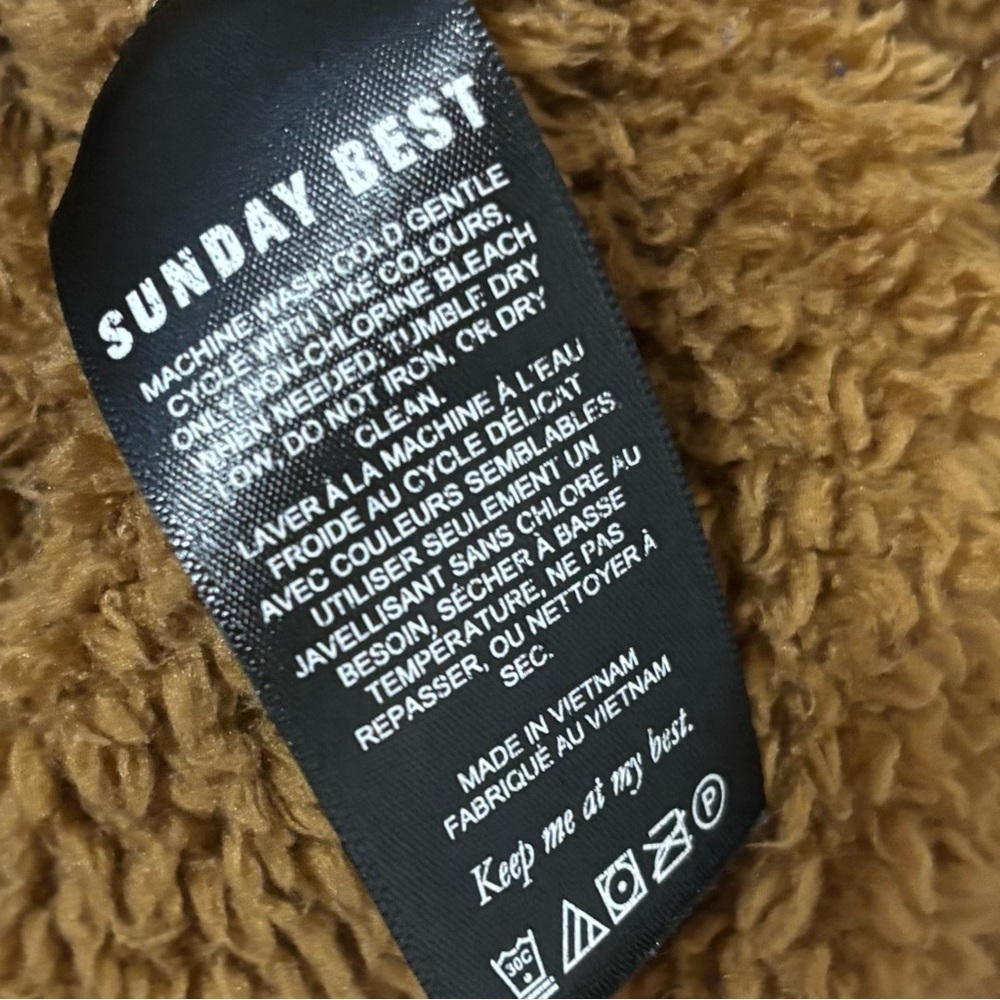 Sunday Best| Aritzia Cozy Brown Teddy Fleece Full-Zip Mock Neck Jacket Sz XXS - Picture 5 of 7